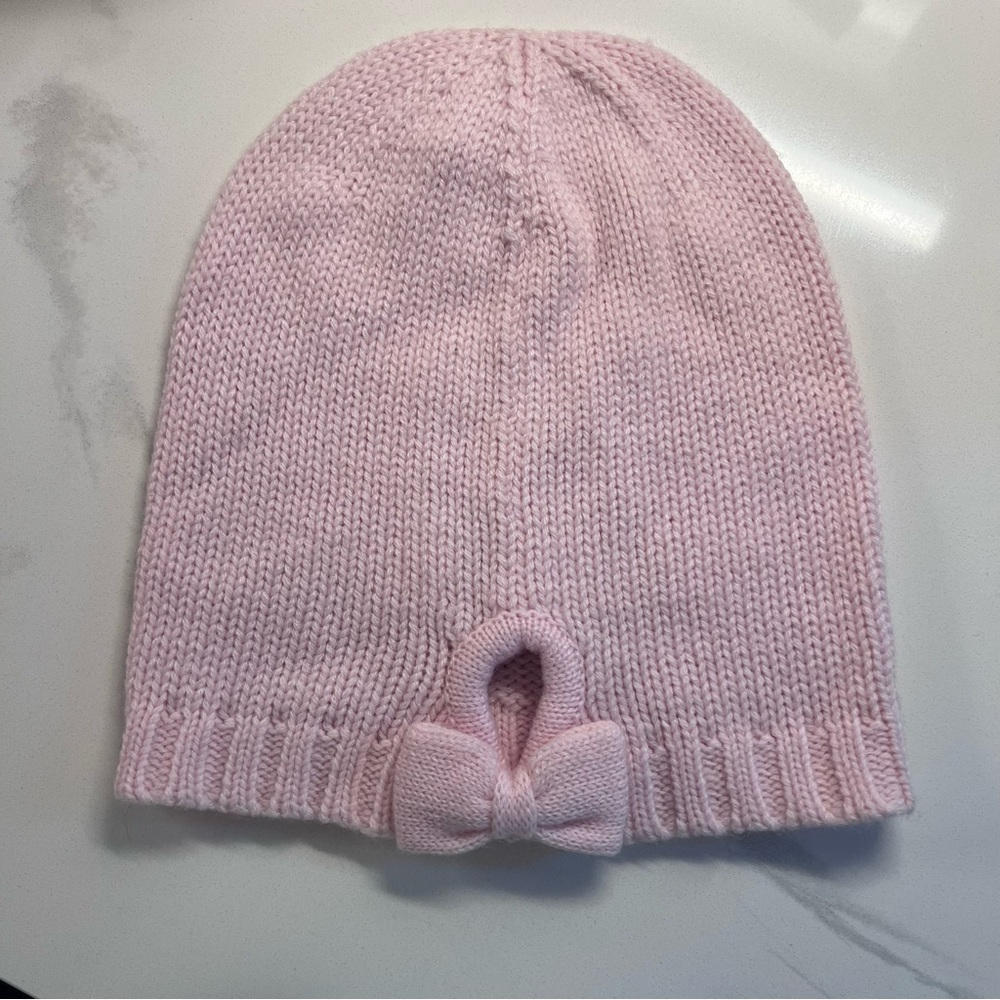 Kate Spade Light Pink Knit Beanie with Bow